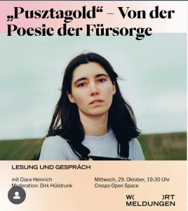 Wortmeldungen: Moderation Clara Heinrich, 29. Oktober, Crespo Foundation